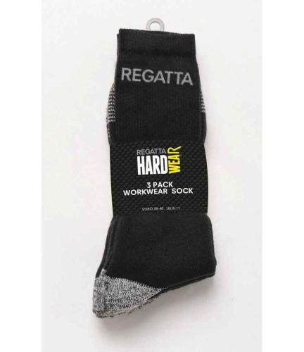Regatta 3 Pack Workwear Socks - BLK - 45602
